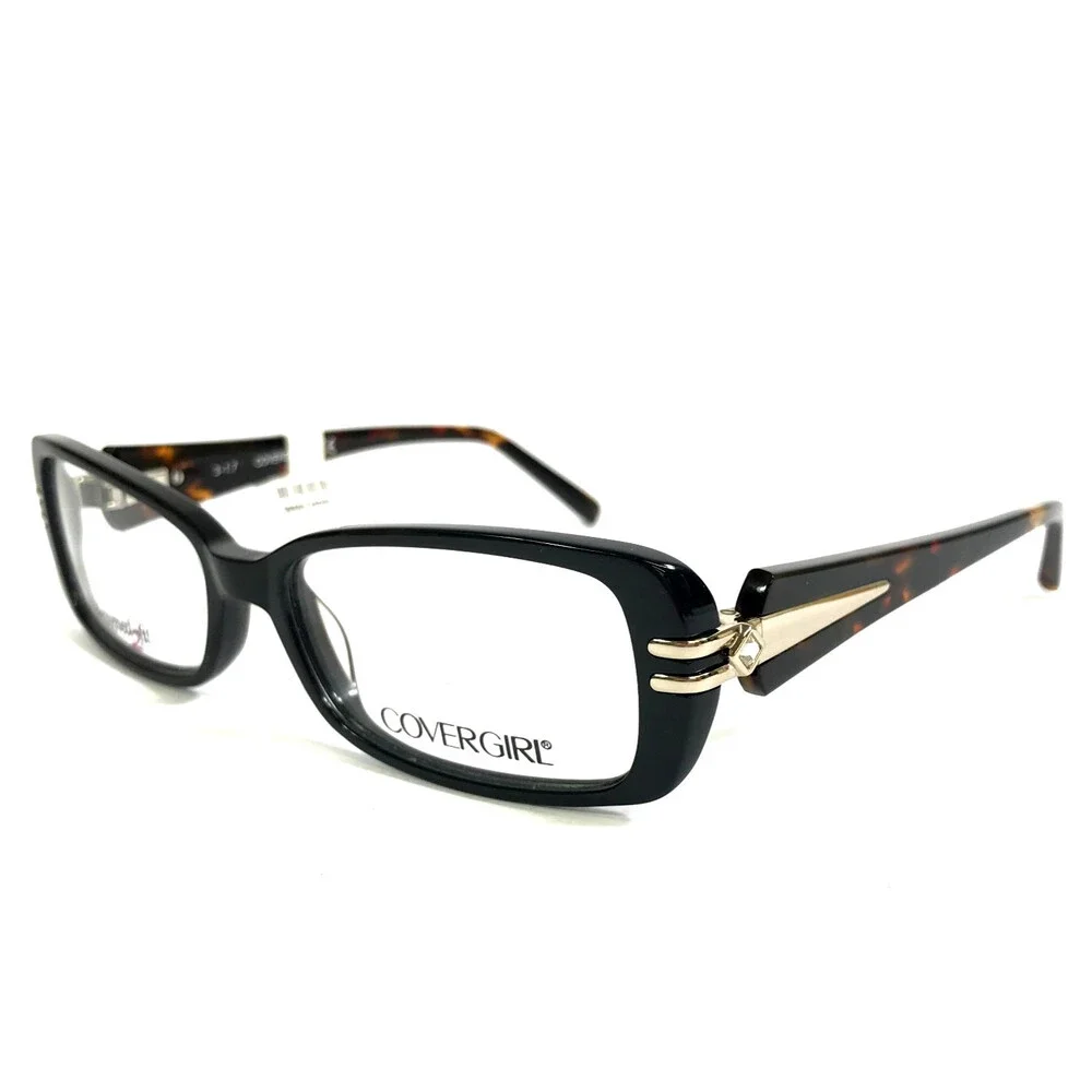 Covergirl Eyeglasses Frames CG0451 005 Black Brown Rectangle Full Rim 54-16-140